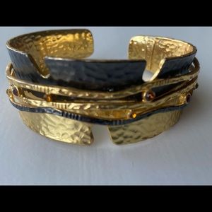 Rustic Cuff Gold Plate and Gunmetal Cuff